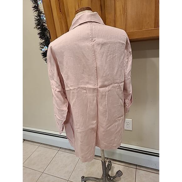New Eileen Fisher Pink Organic Linen Shawl Collar Jacket Plus 1x - Picture 6 of 10